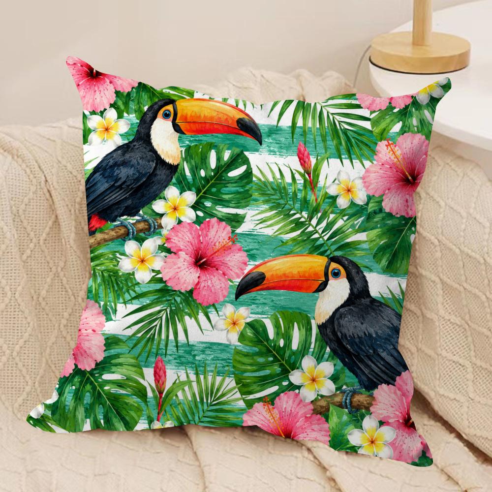 Exotic Jungle Print Cushion Cover Pillow Case Short Plush Square Throw Pillow Covers Pillowcase Sofa Home Decor Gift