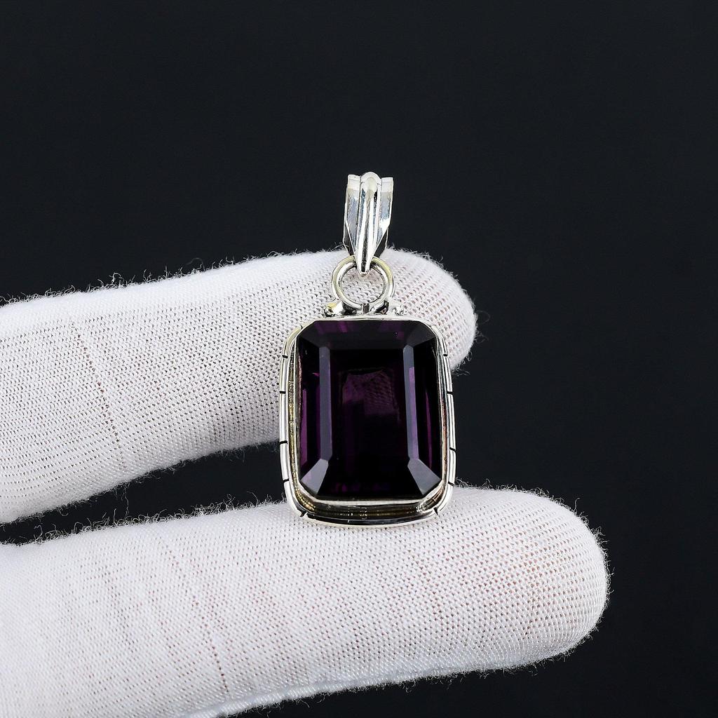 Pendentif Améthyste Fait Main Argent Sterling 925 Petit Pendentif Pierre Précieuse Améthyste Pendentif Argent Pour Cadeaux
