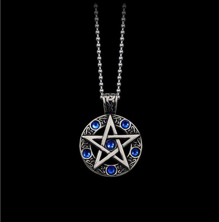 Collier Hip-Hop pour Homme Étoile à Cinq Branches Acier Titane