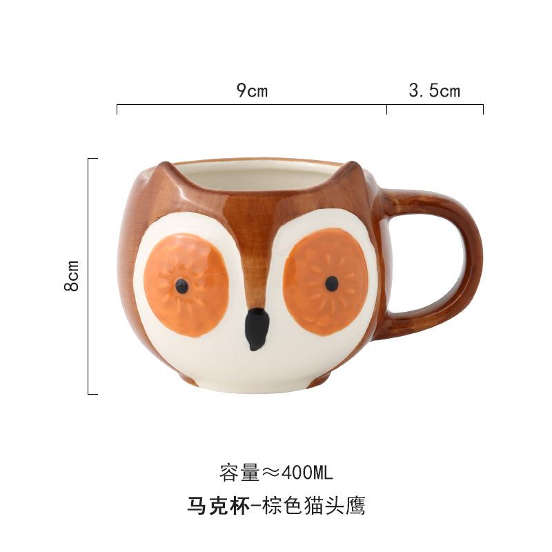 Hand-painted Cartoon Animal Ceramic Mug Creative Breakfast Oat Milk Cup Afternoon Tea Coffee Cup Home Drinking Set Wedding Gift