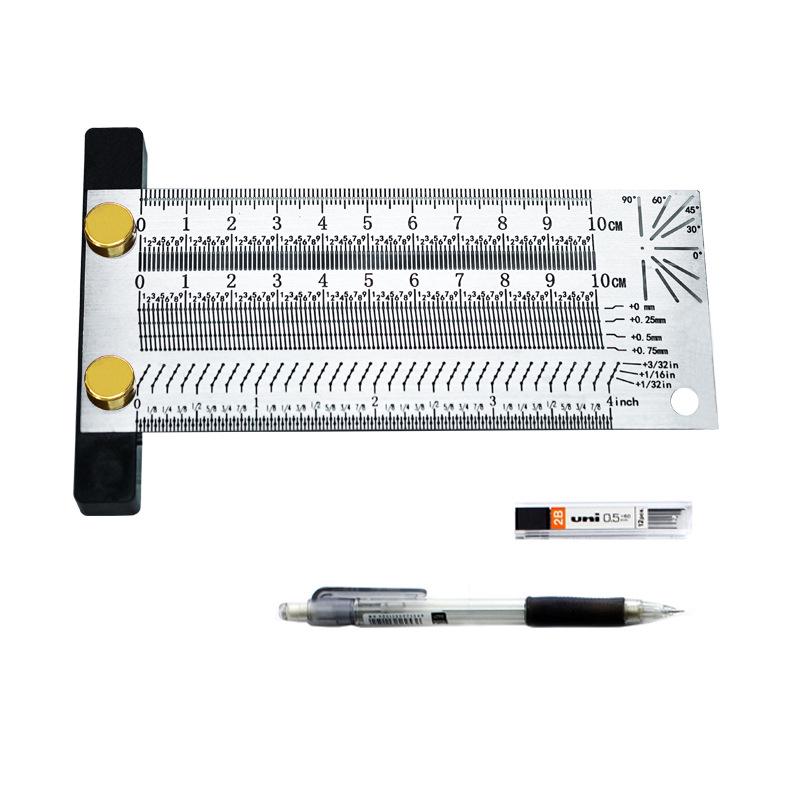 High-Precision Stainless Steel T-Square Scriber Ruler (Inch/Metric)
