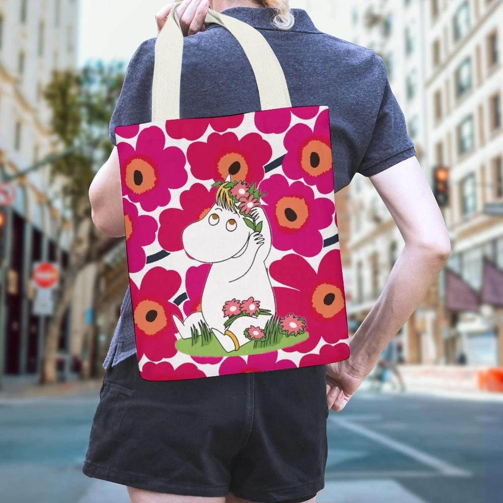 THEBEASTPIE Moomin Tote A4 Canvas Shopping Shoulder Large Capacity Canvas Bag with Perfect for Commuting to Work or Popular and Stylish Character Bag,