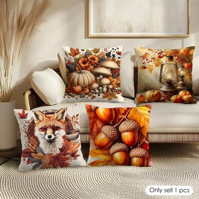 Autumn-Themed Cushion Cover Pillowcase Ultra Soft Skin Friendly Fabric Cloud Like Comfort & Concealed Zipper