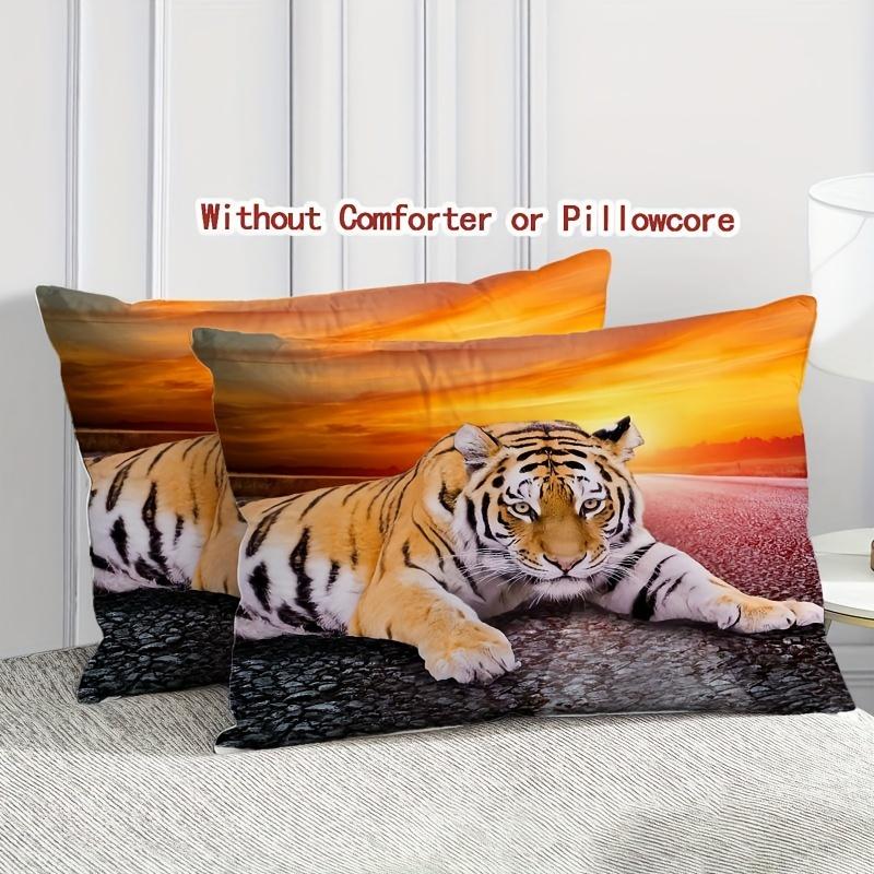 3pcs Vibrant Tiger Print Duvet Cover Set - Soft, Breathable, 3D Digital Print Bedding for All Seasons - Universal Fit, Hypoaller