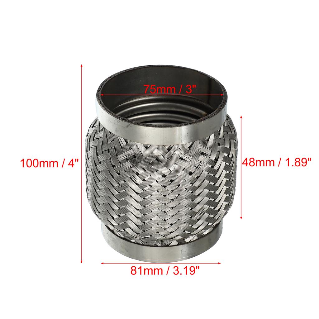 X Autohaux 51mm 58mm 65mm 76mm Stainless Steel Car Muffler Exhaust Flexible Pipe Tubing Universal Exhaust Joint
