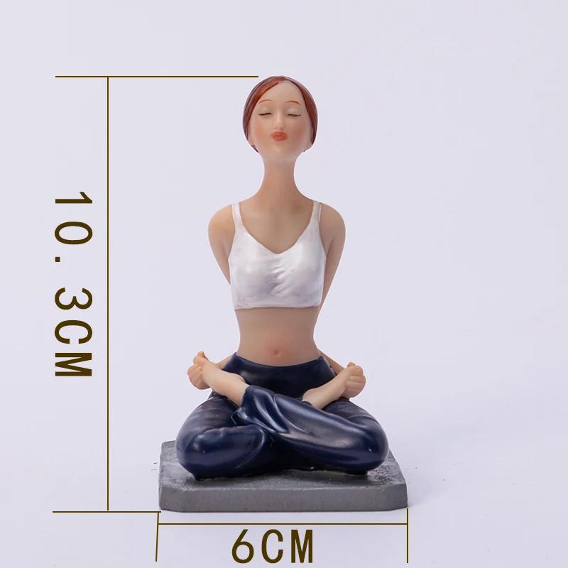 Creative Painted Yoga Girl Figures Statue Crafts Desk Decoration Yoga Sports Character Sculpture Ornaments Room Aesthetics Decor