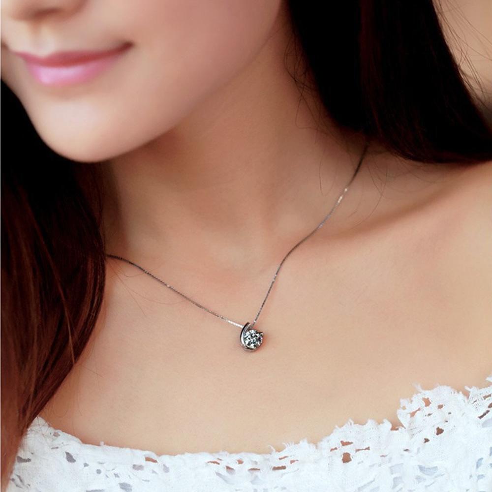 Korean Style Zircon Moon Bay Plated Necklace Pendant Women's Accessories