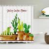 Cactus Shower Curtains Waterproof Polyester Fabric Shower Curtains Tropical Plants Bathroom Screen Curtain Home Decor 180X180cm