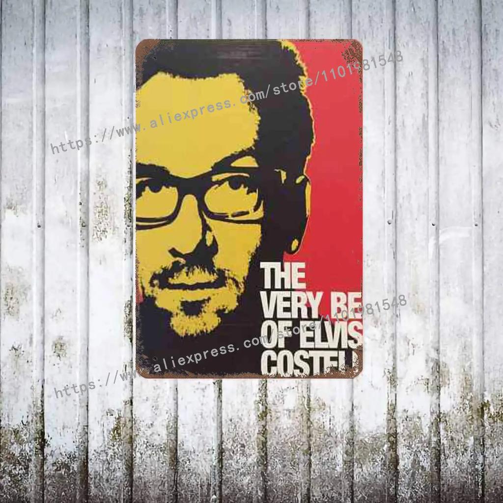 Elvis Costello & The Attractions Band Decor Poster Vintage Tin Sign Metal Sign Decorative Plaque for Pub Bar Man Cave Club Wall