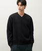 DRAW FIT Hairy Crop V-Neck Pullover Knit [Black]