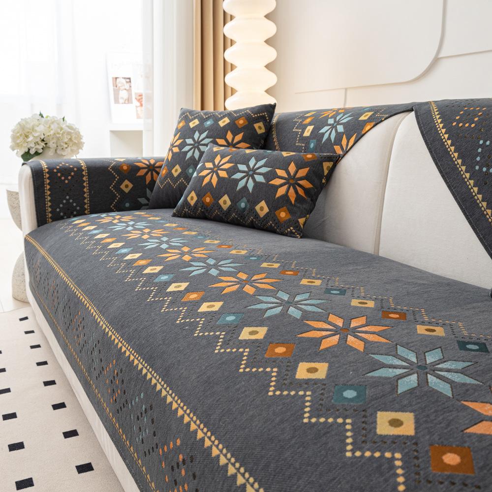 Chenille Sofa Cushion Four Seasons Universal Simple Modern Cover Cloth Sofa Cover Light Luxury High-End Cushion Towel Leather Summer