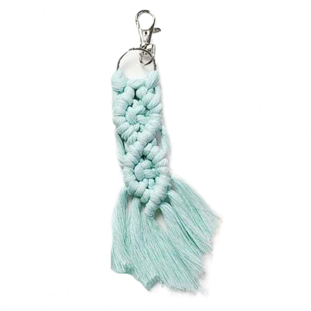 Vintage Hand Woven Macrame Key Chain Knitted Tassel Metal Buckle Key Ring Bohemian Style Car Keychain Bag Pendant Women Gift