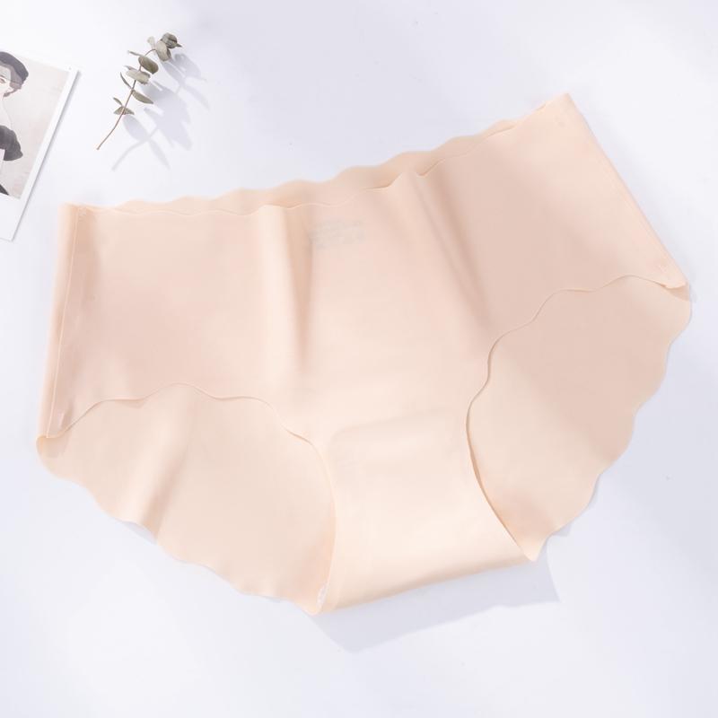 Ice Silk Seamless Breathable Mid-waist Underwear Panties for Women Wave-like Hip-lifting and Tummy-controlling Sexy Panties Briefs