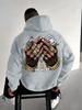 Hip Hop Luxury Hand Dollar Gold Accessory Back Graphic Print Men Hip Hop Sports Hoodie Retro Street Culture Loose Oversized Pullover Sweatshirt