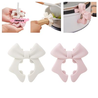 Silicone Bow Spatula Holder Anti-Scalding Utensil Spoon Rest for Pot Clip Bow Shaped Spoon Holder Kitchen Accessory