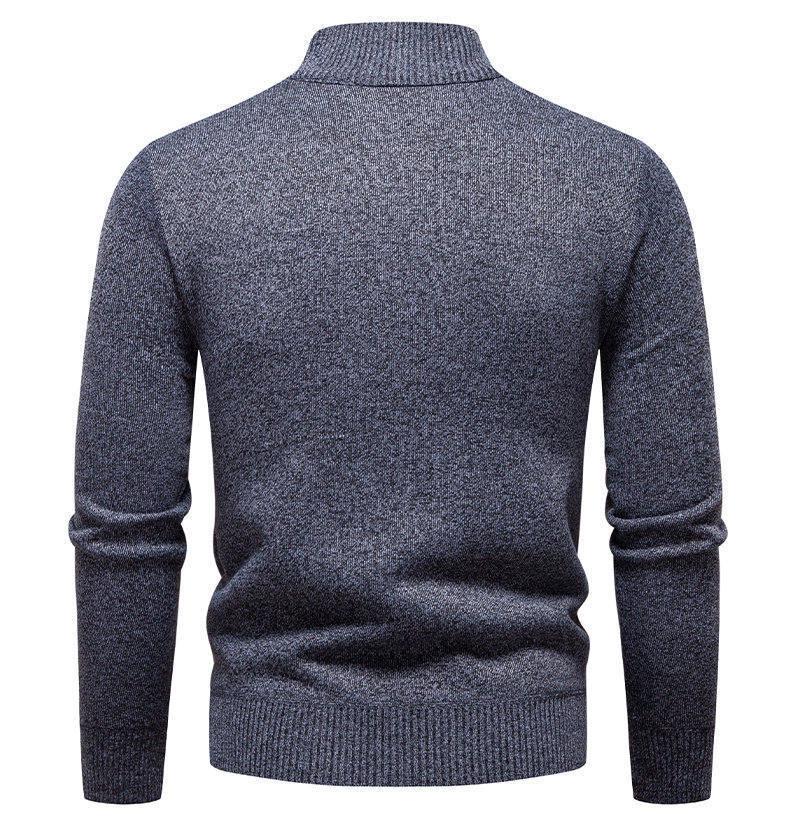 Men's Long Sleeve Half-Zip Velvet Knit Sweater - Thickened Winter Base Layer