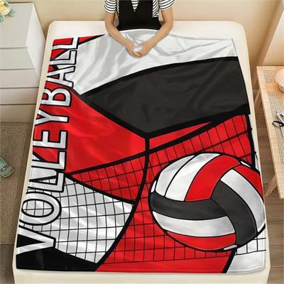 Volleyball and Rugby Print Flannel Blanket,High Quality Comfortable for All Seasons,Home Decor,Warmth and Comfort,Perfect for Christmas Gifts