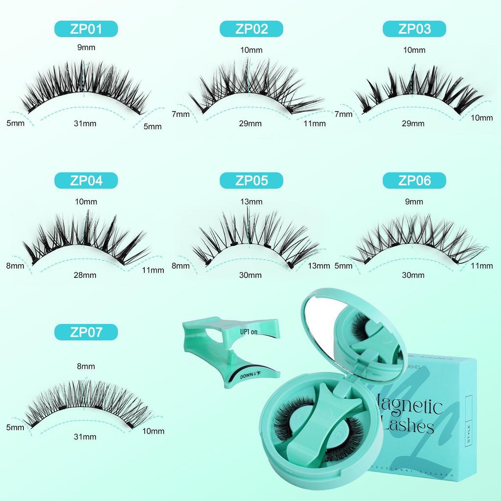 New Magnetic False Eyelashes Set: Colored, Glue-Free, One-Piece Design with Integrated Box.