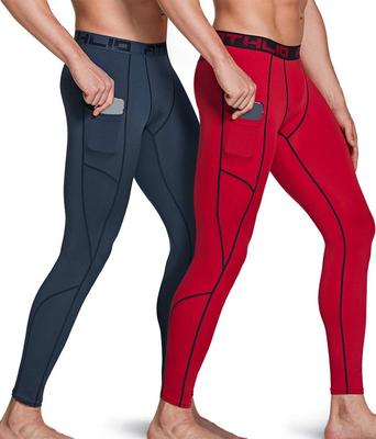 ATHLIO Compression Leggings with and UV Sports Innerwear for Strength and the Gym Men's Pockets, 2-Pack, Moisture-Wicking, Quick-Drying, Protection,