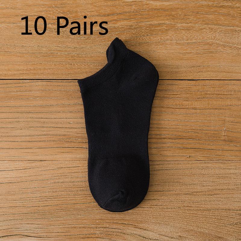 10 Pairs of Men's Short for Summer, Thin, Breathable, Moisture-wicking, Men's Low-top Solid Color Anti-odor, Shallow Opening Sweat-absorbing Socks
