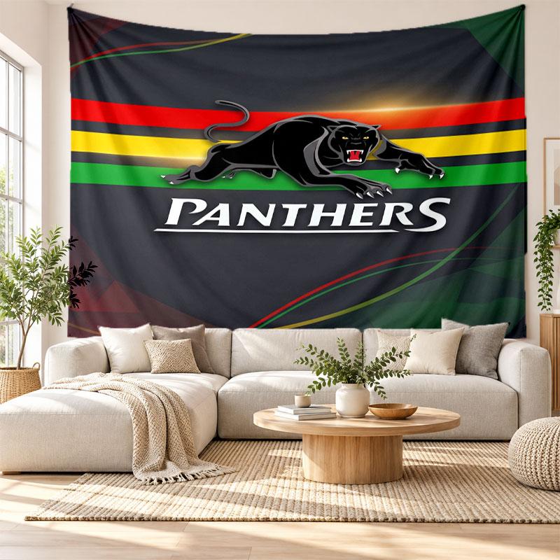 Arazzo da Parete Penrith Panthers, Appeso a Parete in Tessuto Morbido, Sfondo Decorativo per Camera da Letto, Arte da Parete per la Casa