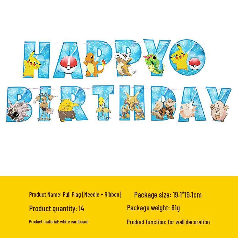 Pikachu Partyzubehör: Pappteller, Servietten, Becher, Tischdecke, Banner & Dekorationen