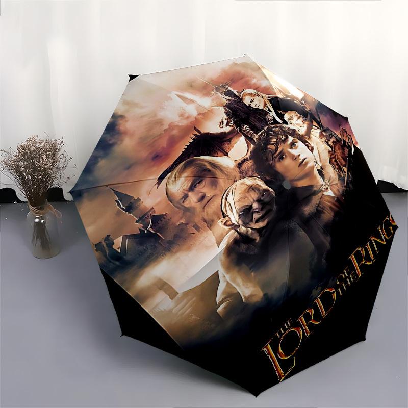 1 Stück Herr der Ringe Automatischer Faltregenschirm - Kompaktes 8-Rippen-Design, Langlebiger Kunststoff & Eisen1087L