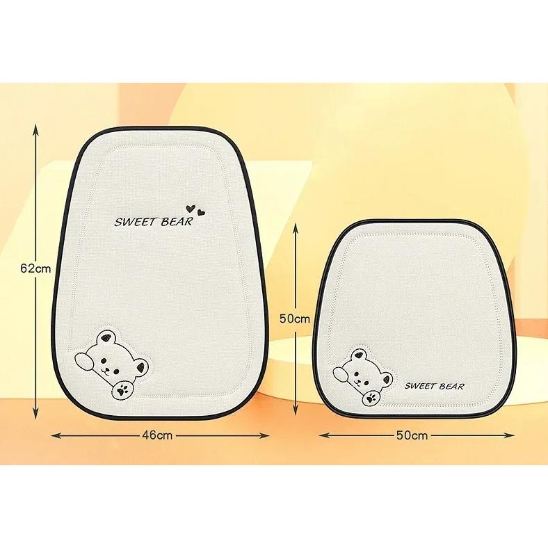 Universal Fashion Luxury Car Seat Cushion Linen Cartoon Bear Women's Cute Anti-slip Breathable Car Seat Protect Cushion