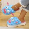 Fashion Cartoon Monster Fluffy Slippers for Women Winter Thick Sole Warm Cotton Slippers Woman Funny Indoor Anti-Slip Home Slides Shoes