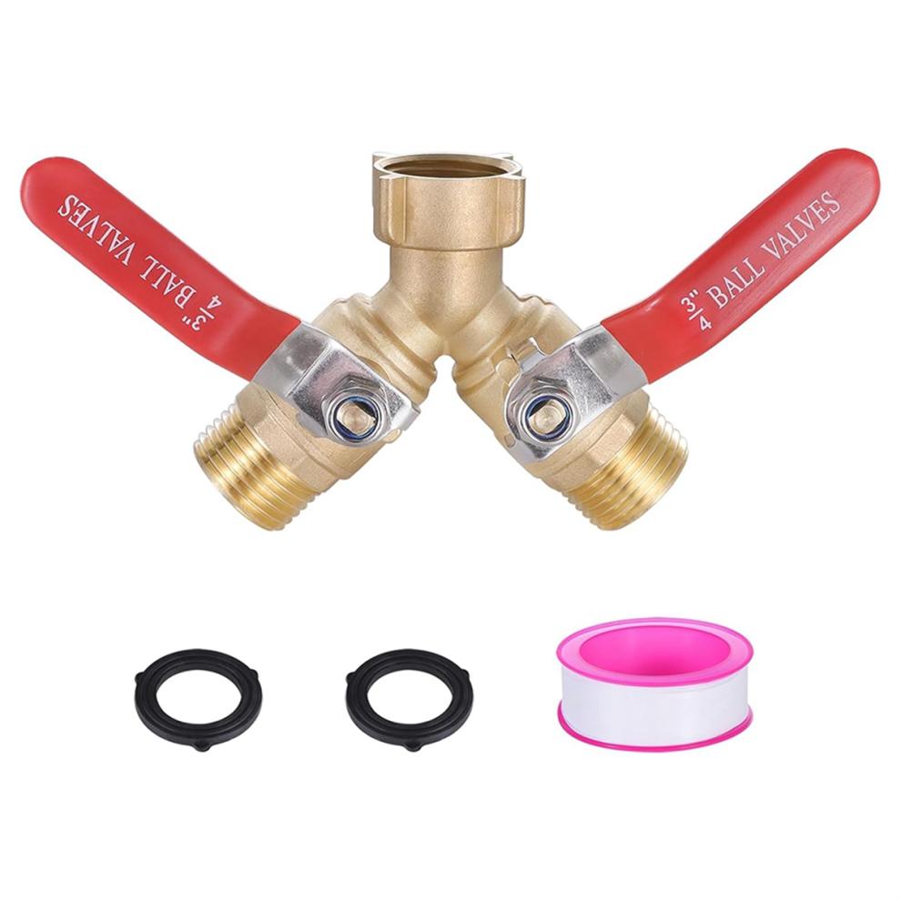 Garden Hose Splitter Full Flow,Brass 2 Way Heavy Duty,Garden Y Valve 3/4in GHT Threads
