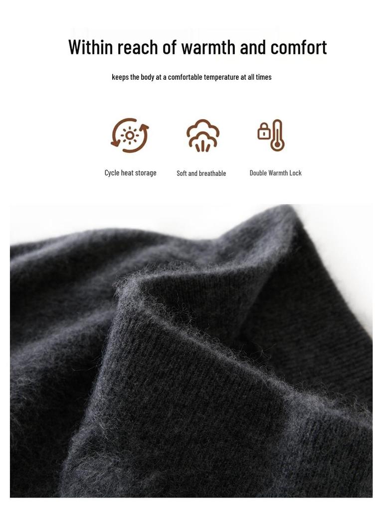 Cashmere Wool Flocked Knee-Length Pencil Skirt for Women - Autumn/Winter Collection