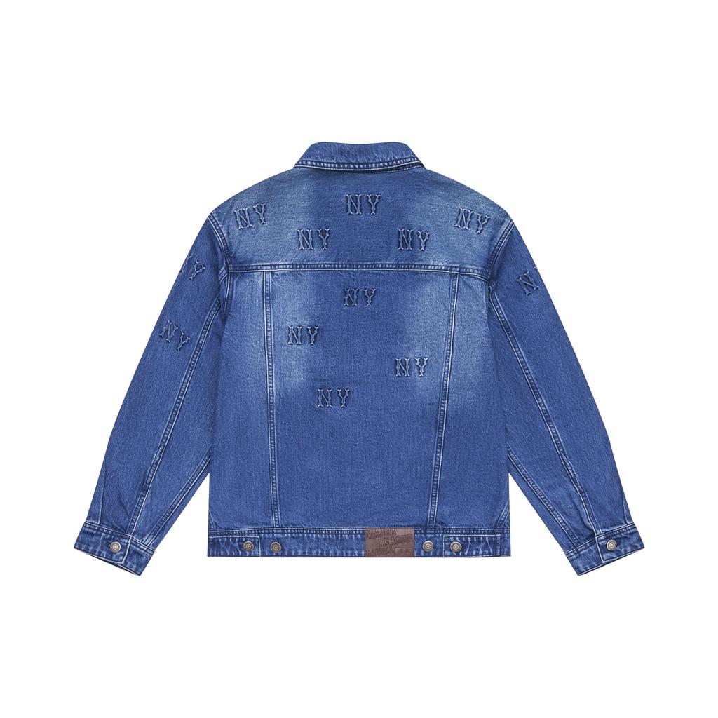MLB New York Yankees Monogram Floral Series 24FW Printed Single-Breasted Letter Logo Long Sleeve Denim Jacket Unisex jackets Indigo 3ADKM0444-50INS