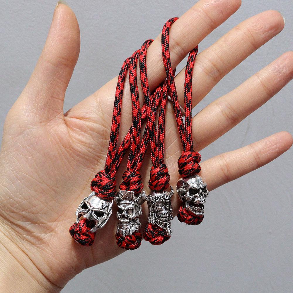 Spartan Pirate Red Camouflage Paracord Keychain Pendant in Viking Style