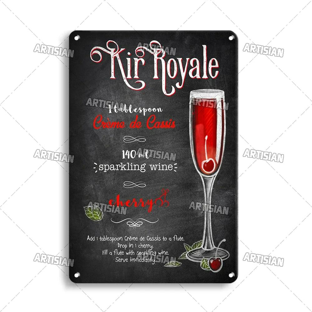 Mfoever Tin Sign Vintage Cocktail Recipe Metal Tin Sign Retro Bar Drink Menu Wall Art Decor for Pub Bar Man Cave Kitchen Rustic Iron Painting Pla
