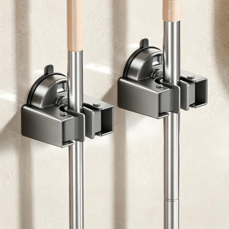 No-drill Suction Cup Wall Mount Mop Holder Broom Storage Clip