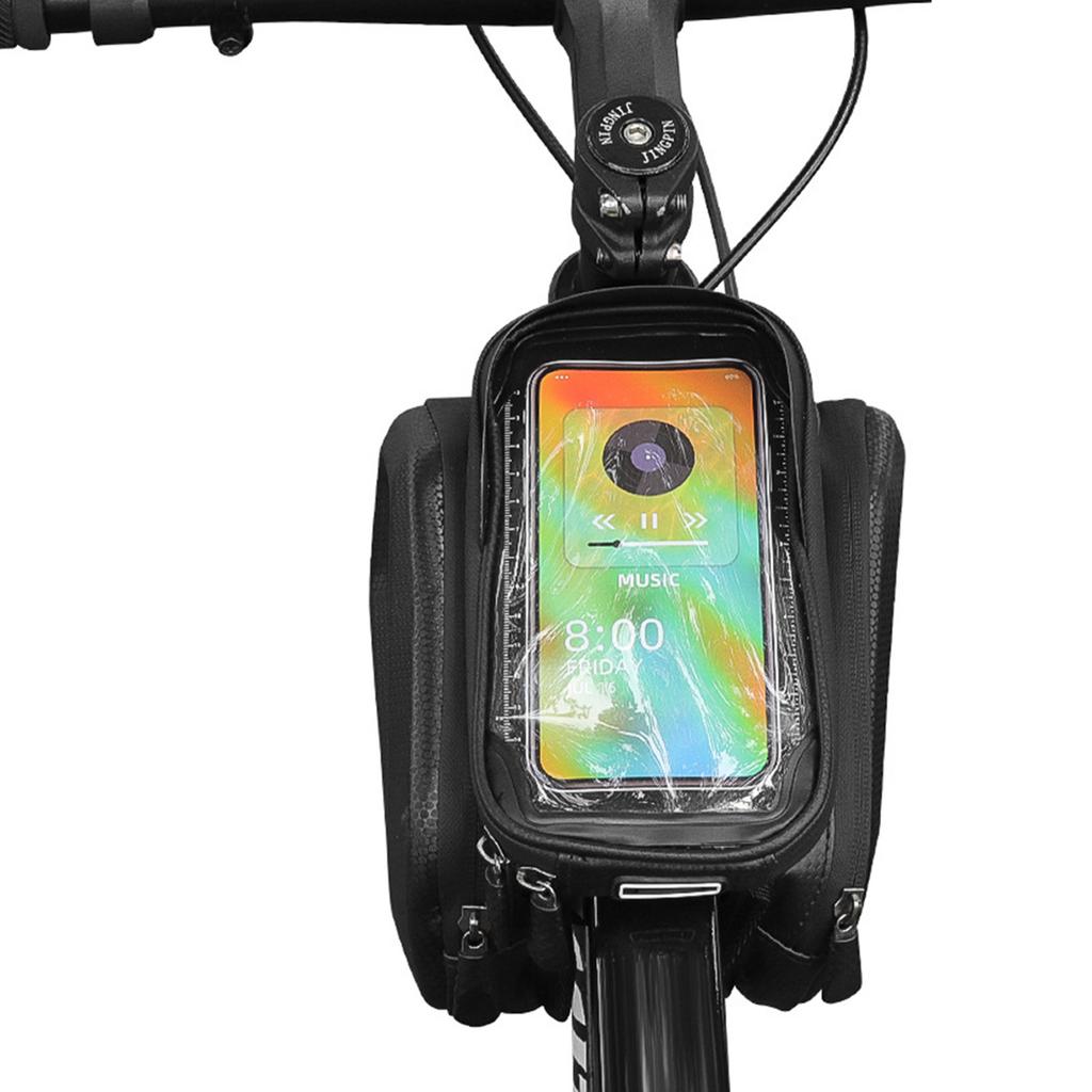 Cell Phone Bag Holder Handlebar Bag with Touch Screens Mountain Bike Front Top Tube Pouches Pannier Phone Mount Holder