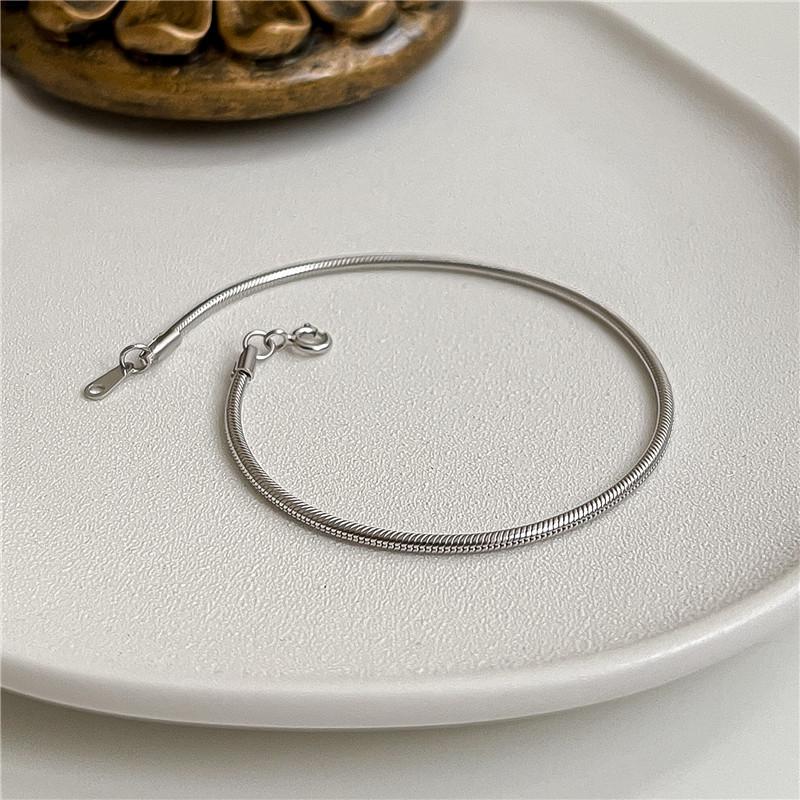 

S925 Sterling Silver Polished Snake Bone Bracelet - Korean Style, Simple, Cold Wind Personality Fashion. 925 Sterling Silver