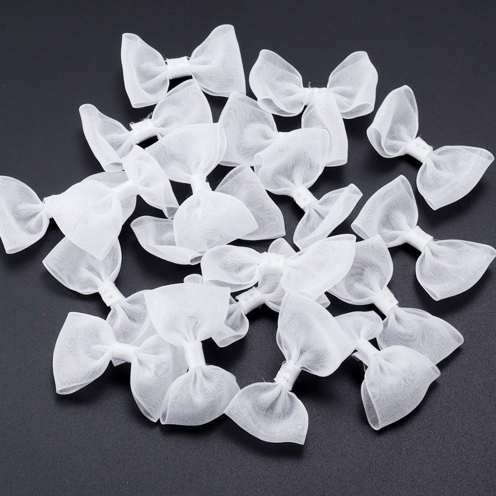 20PCS 2.5*5cm Size Colored Ribbon Bows Colored Small Size Gauze Ribbon Bows Handwork DIY Gauze Ribbon Sewing Craft Bow