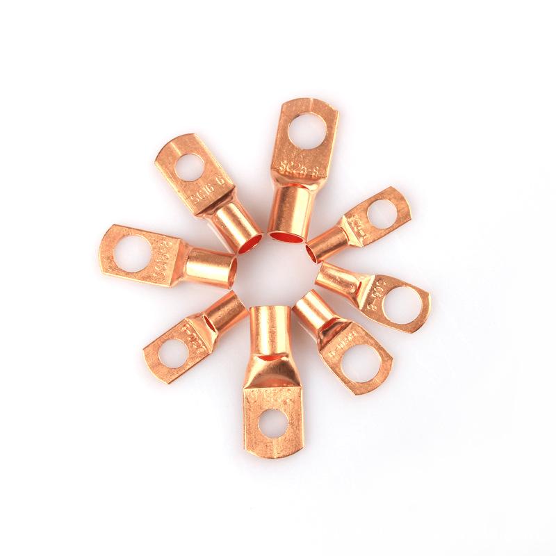 140Pcs/Box SC Copper Open Barrel Terminals with Black Heat Shrink Tubing Bare Cable Connectors