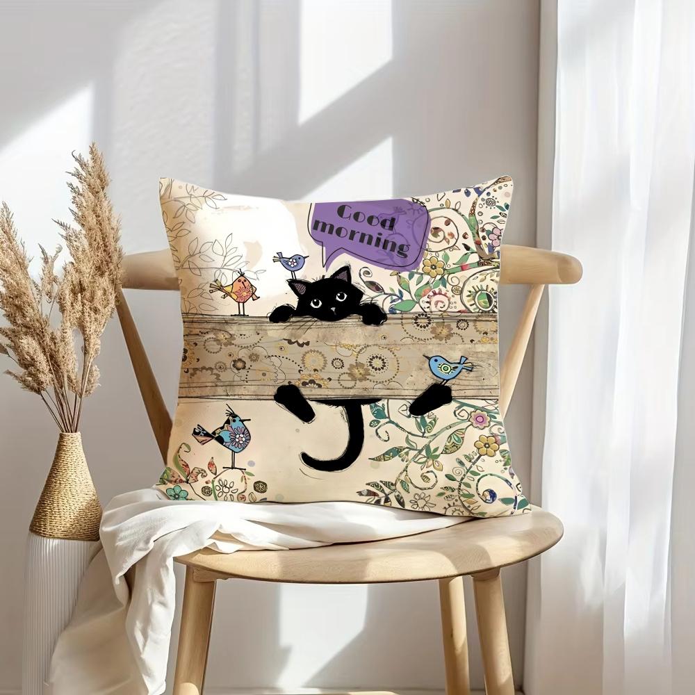 Bench Kitties Cushion Cover Soft Plush Throw Pillow Cover DoubleSided Decorative Cushion Case Sofa Bedroom Home Decor
