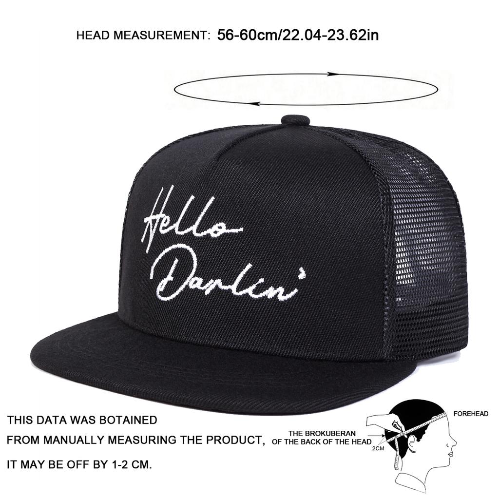 Unisex Hello darlin Embroidery Hip-hop Net Hats Spring And Summer Outdoor Adjustable Sports Casual Baseball Caps Sunscreen Hat