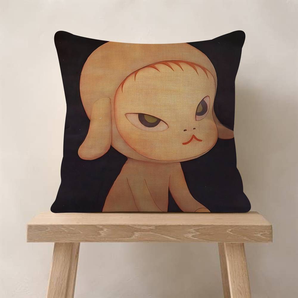 YYoshitomo Nara DDoll Cushion Cover Car Throw Pillow Case For Sofa Car Christmas Gift 40x40cm 45x45cm