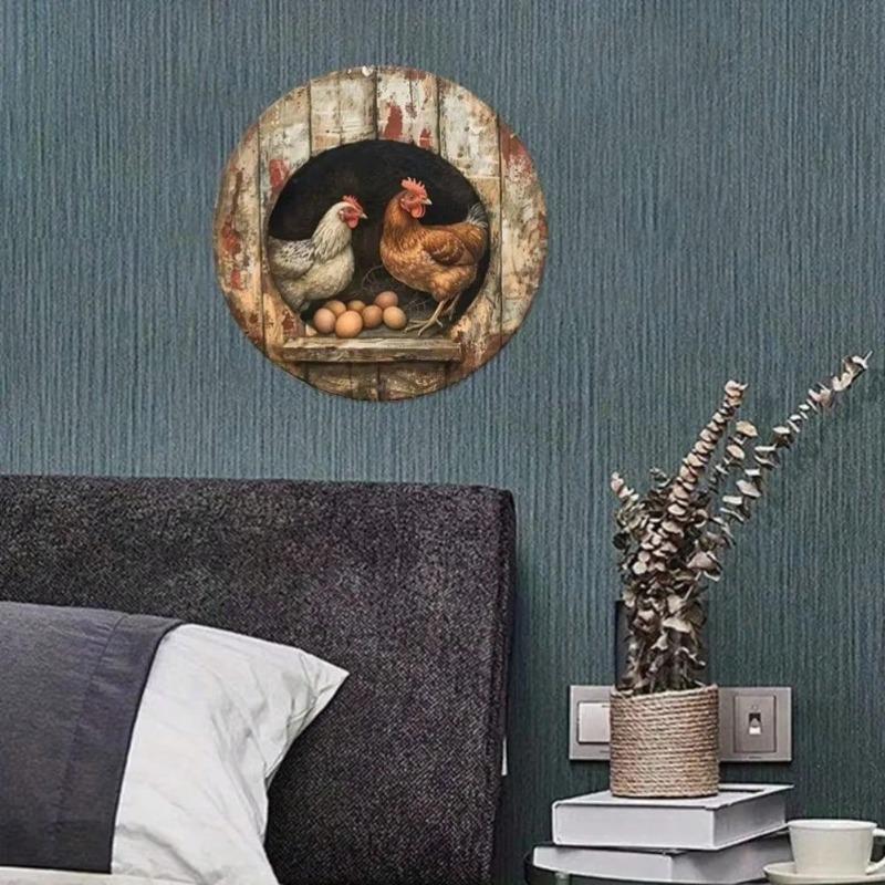 Vintage Metalowa Sztuka Ścienna Znak Jajka Kurczaka Wystrój Domku na Wsi Wiszący na Ścianie w Kuchni