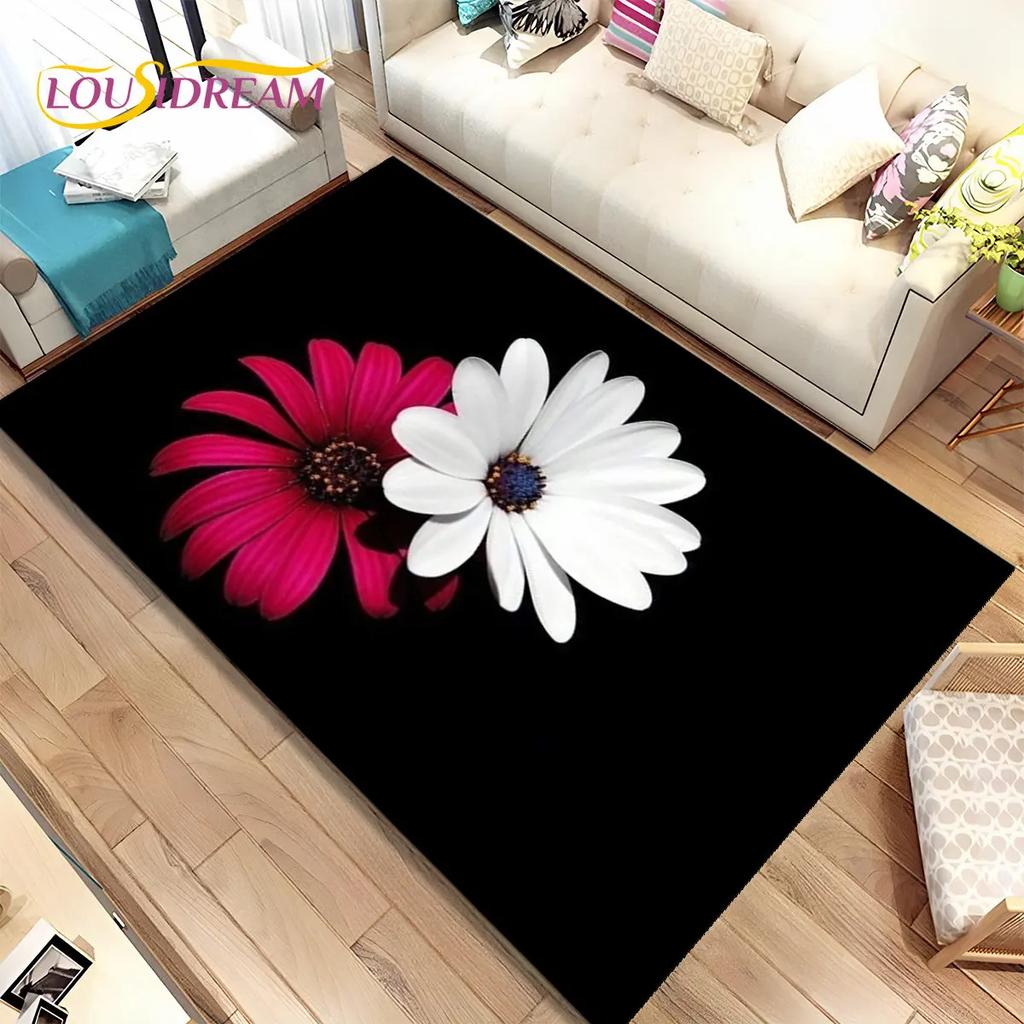 Nordic 3D Daisy Flower Area Rug,Carpet Rug for Home Living Room Children Bedroom Sofa Doormat Decor,kids Play Non-slip Floor Mat