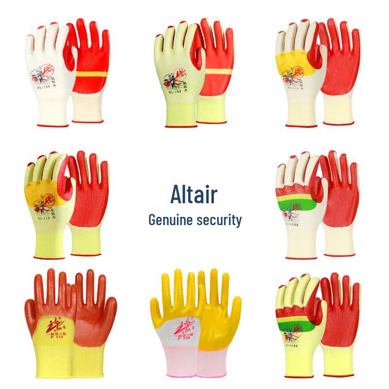Mănuși de lucru originale Altair: Vega Rezistent la uzură, Antiderapant, Piele despărțită cauciucată, Fir de bumbac, Imersat pentru șantiere.