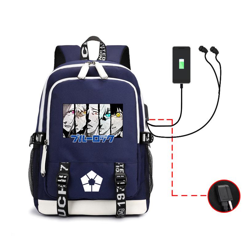 

Riman Blue Lock Blue Prison Peripheral Backpack Large Capacity Youth School Bag 19inch