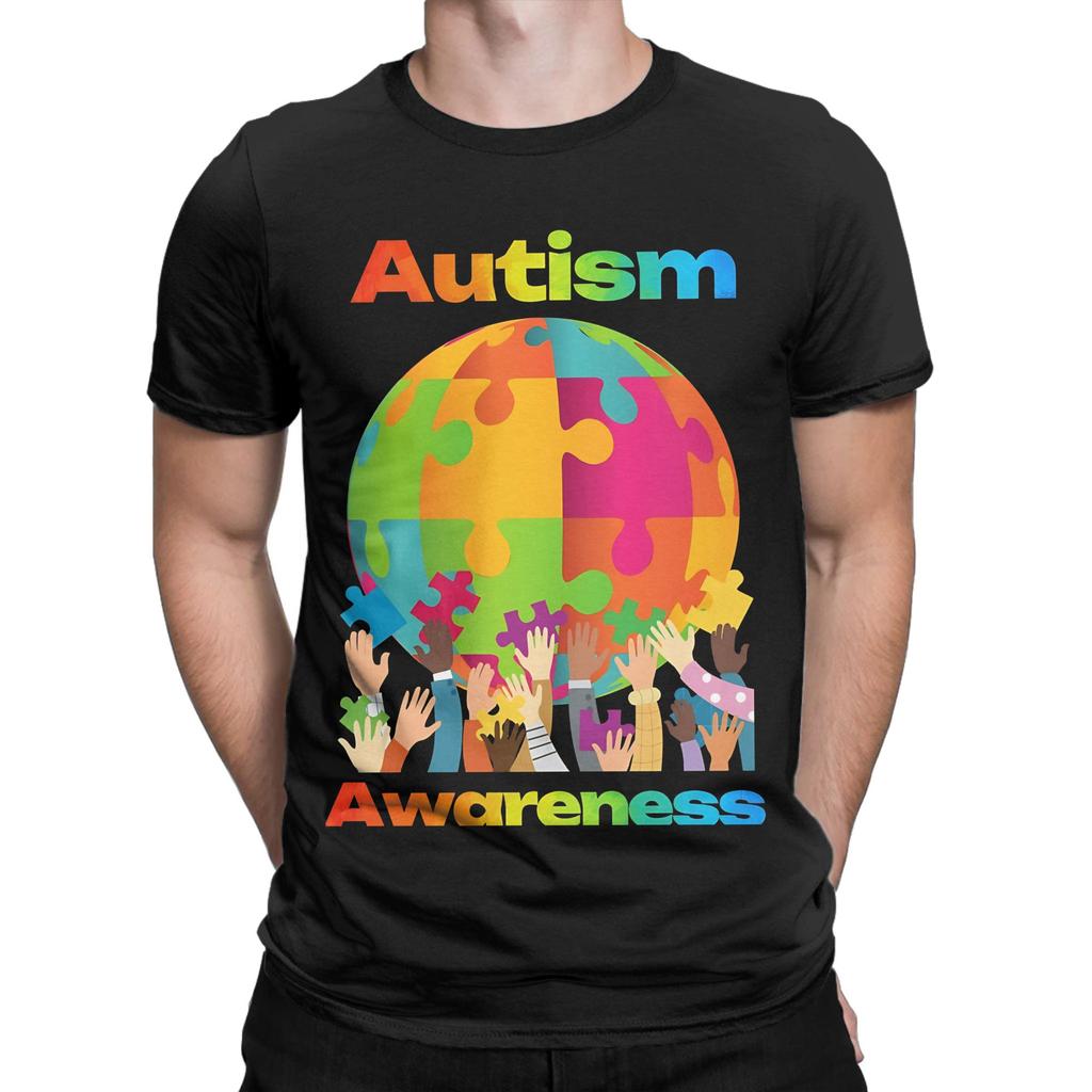 Awareness Rainbow World Puzzle Funny Graphic 100 Cotton Tshirt Autism Tops Tees For Unisex
