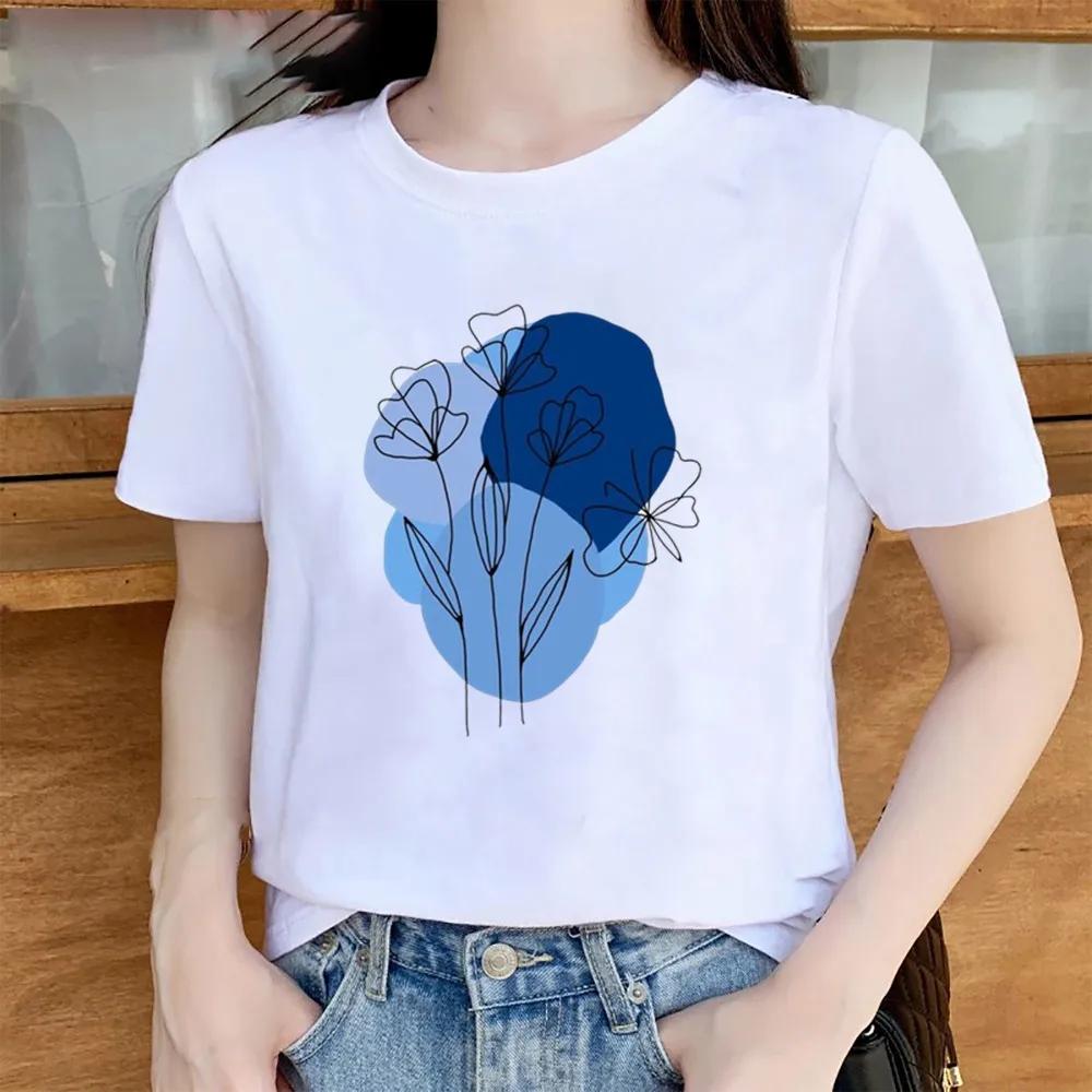 Womens Trendy Short Sleeve Tshirt Cartoon Plant Beach Print Casual Graphic Regular Fit Womens Clothing Fashion T Shirts