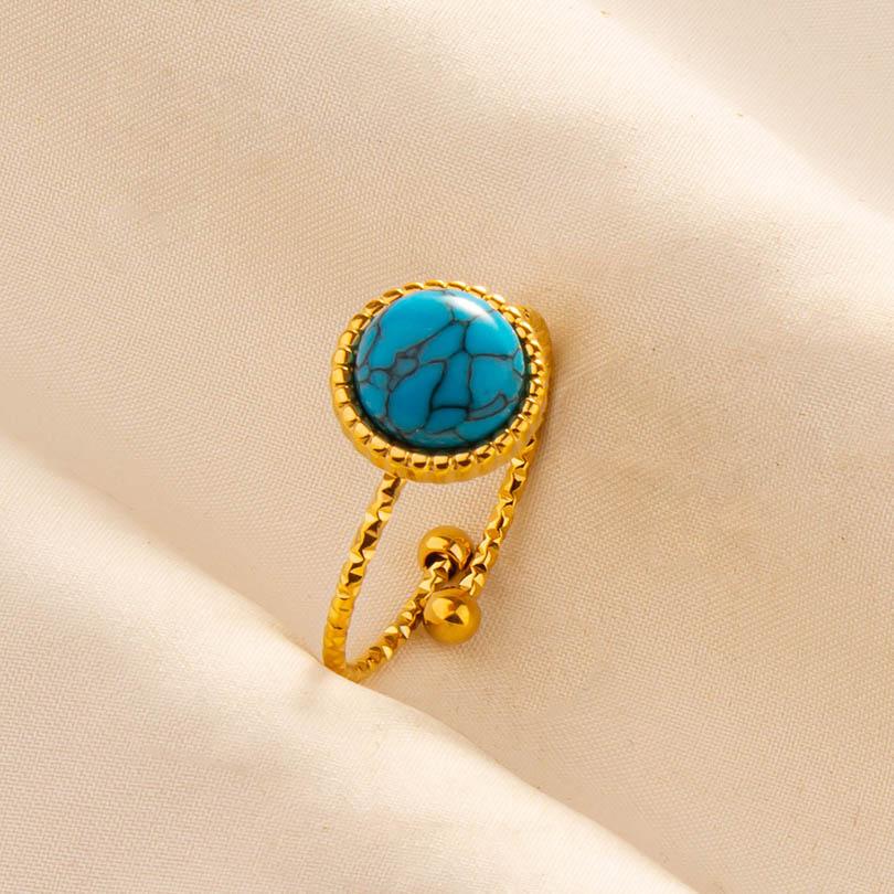 

1pcs Blue Stone Ethnic Vintage Open Adjustable Sun Heart Star Stainless Steel Rings For Women Men Accessories Jewelry Bague Gift