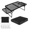 UPF Camping Table with Mesh Side Lightweight Folding Compact Low Heat Campfire Mini Aluminum 40kg Load Field Hopper Camping Solo with Storage Black